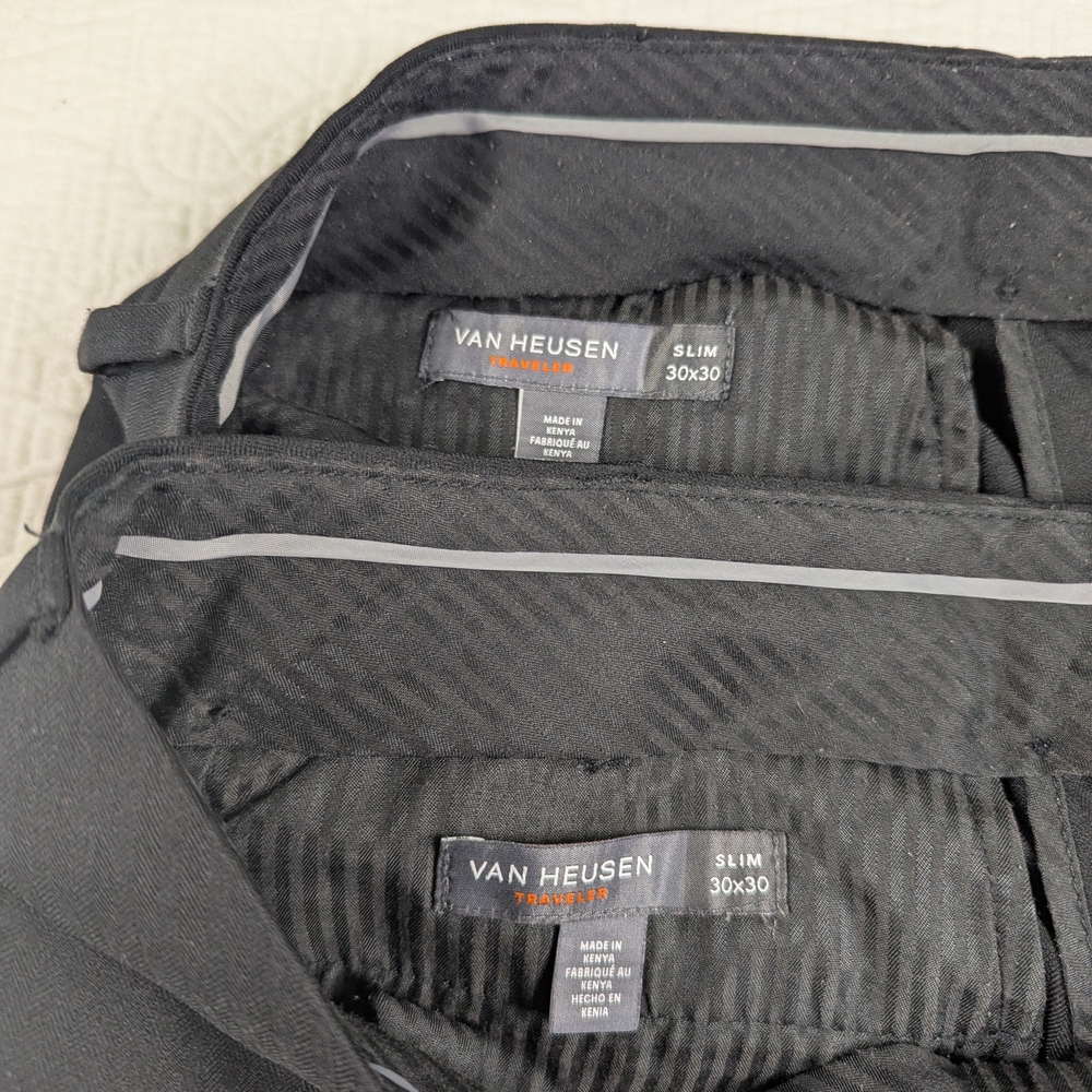 Van Heusen Black Dress Pants Men's 30x30 Slim (lot 2)‎ - Picture 13 of 14